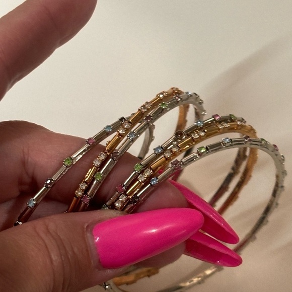 Bangle bracelet silver and gold tone rhinestone-Set - Picture 7 of 9